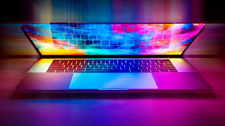 laptop with colorful image