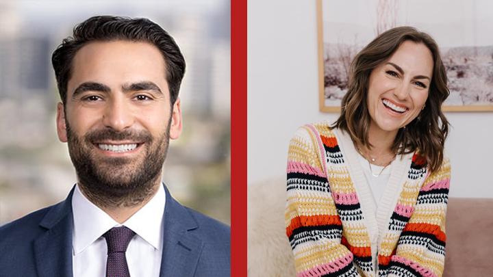 man and woman smiling