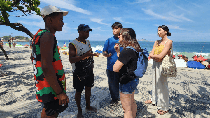 Two beach vendors were interviewed by students in Rio.