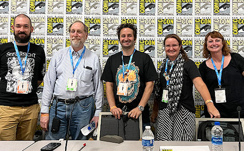 Jordan Smith, Mike Catron (Fantagraphics), Frank Forte (filmmaker), Beth Pollard and Pam Jackson at "Raising the Dead: Horror Comics and the Comics Code.