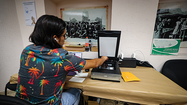 student works to digitize image