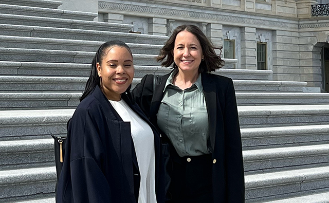 Kishauna Soljour and Kristal Bivona on steps of the U.S. Capital building