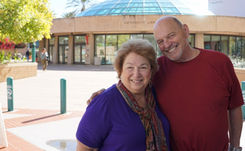 Marcia Kern and Marty Stern stop by campus to visit the location of the beginning of their 50-year love affair. 