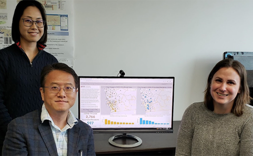 An interdisciplinary team of SDSU researchers, including geographers Jaehee Park, Ming-Hsiang Tsou and Jessica Embury co-authored the study. (