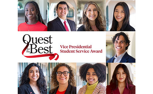 Nine SDSU students named winners of the annual Quest for the Best Award Vice Presidential Student Service Award. 