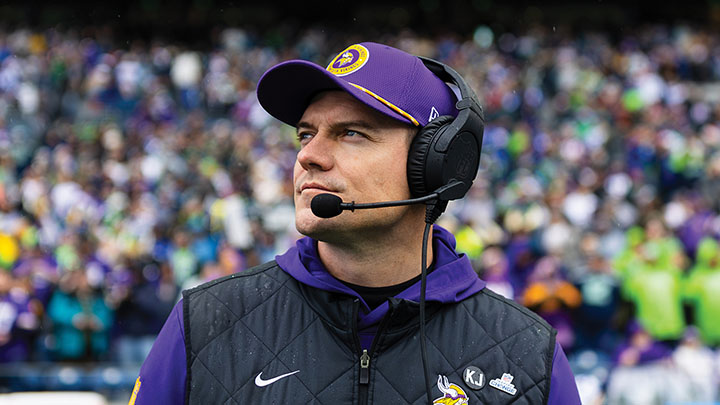 Minnesota Vikings head coach Kevin O’Connell on field