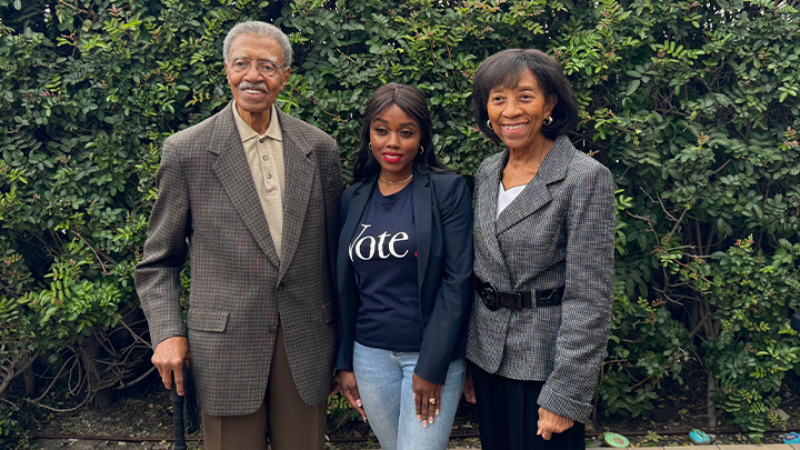 Rachael Stewart (center) poses with Harold K Brown (left) and his wife LaVerne