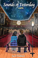 book cover - Sounds of Yesterday - two people on bench in theater, one wears head phones